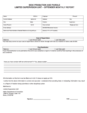 Online Probation Check in  Form