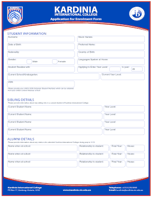 Download Enrolment Form Kardinia International College