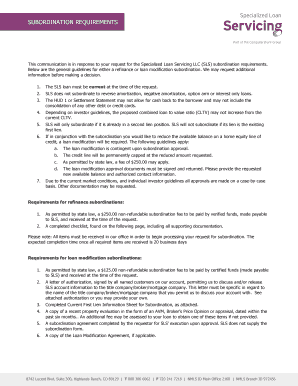 Sls Subordination Requirements  Form