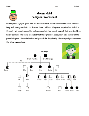 Green Hair Pedigree Worksheet  Form