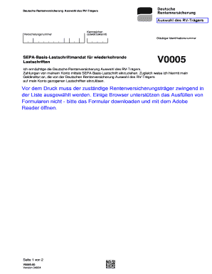 V0005 Sepa Basis Lastschriftmandat  Form