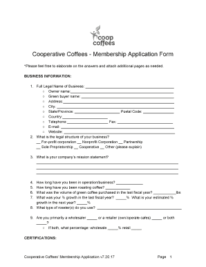 Cooperative Membership Form Sample