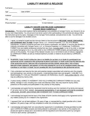 Carrigan Farms Waiver  Form