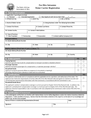 Registration Motor Operating Ohio  Form