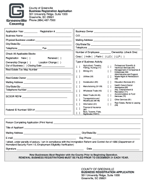 Greenville County Business  Form