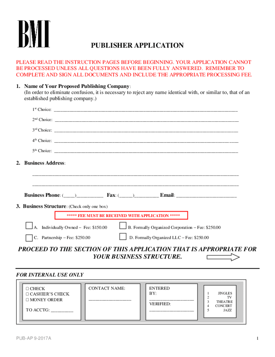 Publisher Application  Form