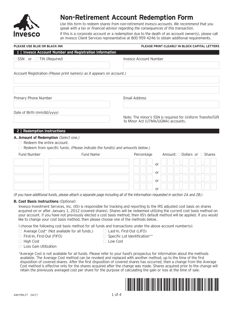  Non Retirement Account Redemption Form PDF 2017