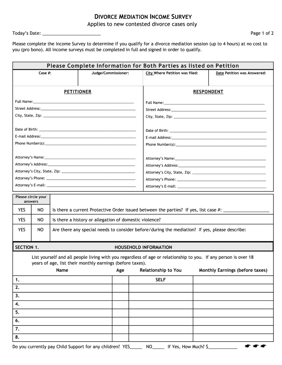  Divorce Mediation Income Survey Form 2 28 17 2015-2024