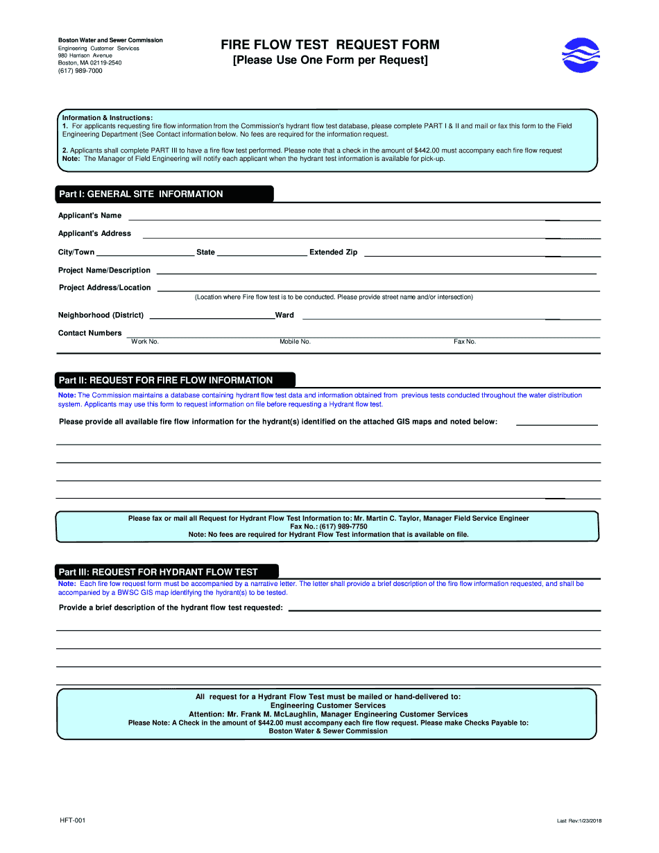  Fire Flow Test Form 2018-2024