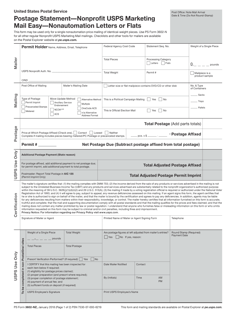 PS Form 3602 NZ PDF About USPS