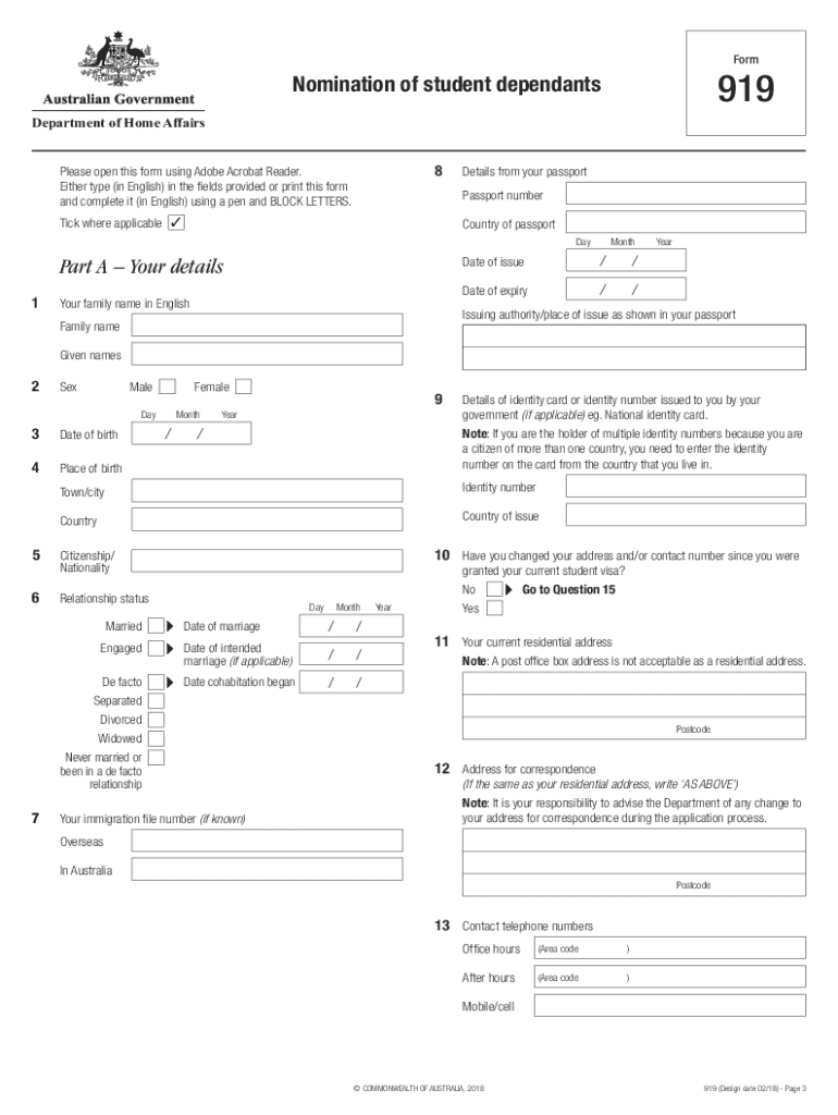  919 Form 2018-2024