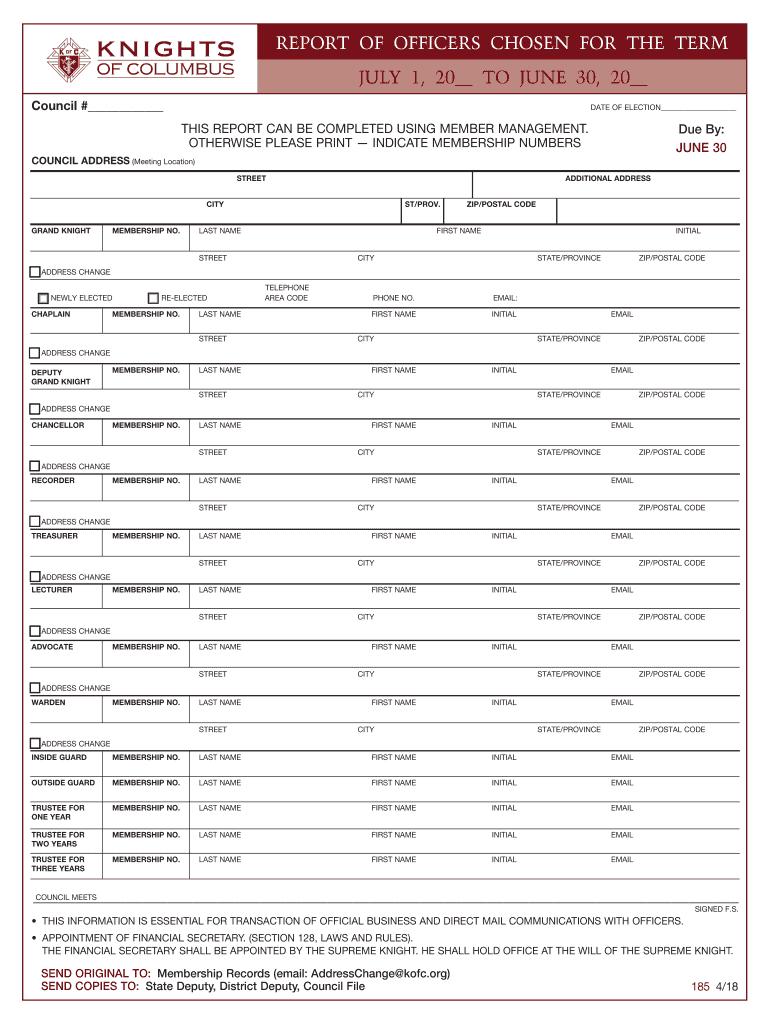  THIS REPORT CAN BE COMPLETED USING MEMBER MANAGEMENT 2018-2024