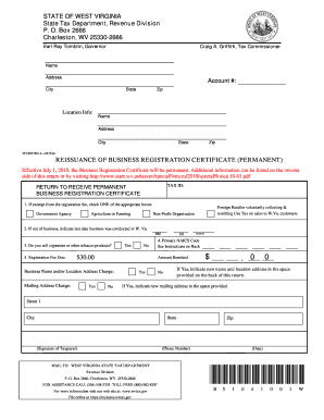 BRT 801A WV State Tax Department  Form
