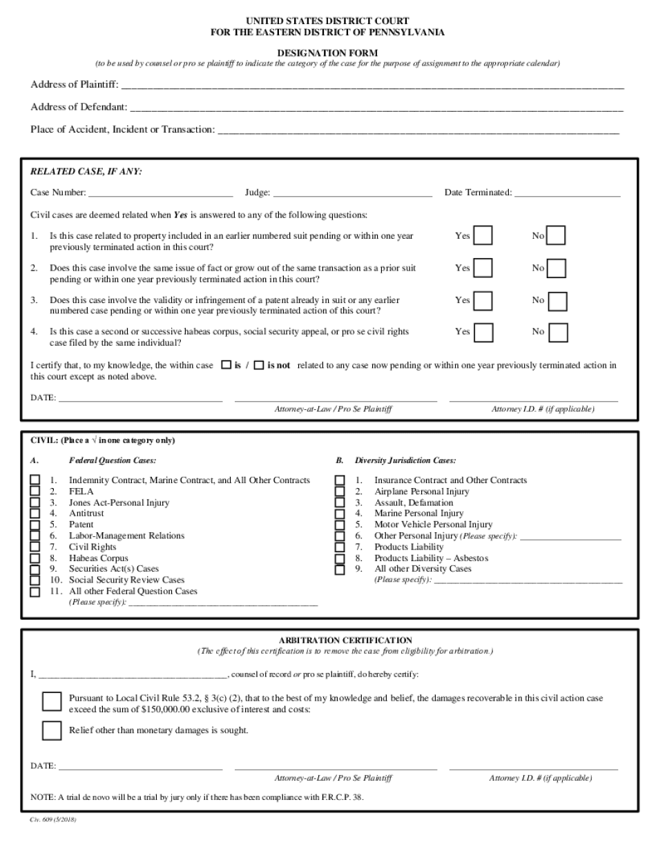  to Be Used by Counsel or Pro Se Plaintiff to Indicate the Category of the Case for the Purpose of Assignment to the Appropriate  2018-2024