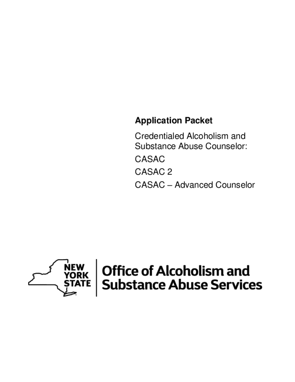 Application Packet Credentialed Alcoholism and Substance Abuse Counselor  Form