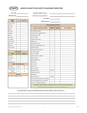 05 07 OTI Fleet Bucket Truck Safety Inspection Form Xlsx