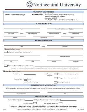  $10 Fee Per Official Transcript 2018