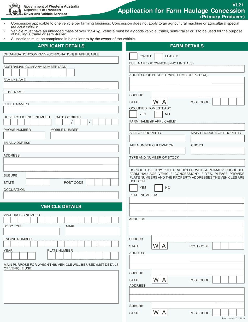 Ag Farm Weight Consession Form