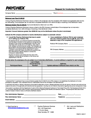 Get and Sign Request for Involuntary Distribution 2017-2022 Form