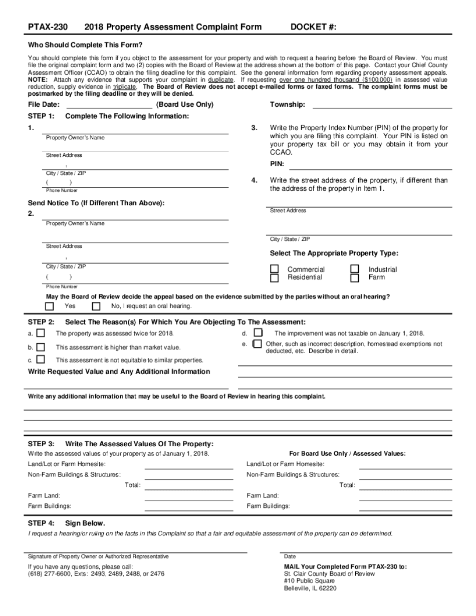 Property Assessment Complaint Form