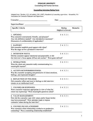 Counseling Interview Rating Form