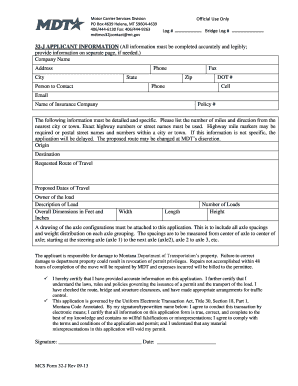 32J Permit Montana Department of Transportation  Form
