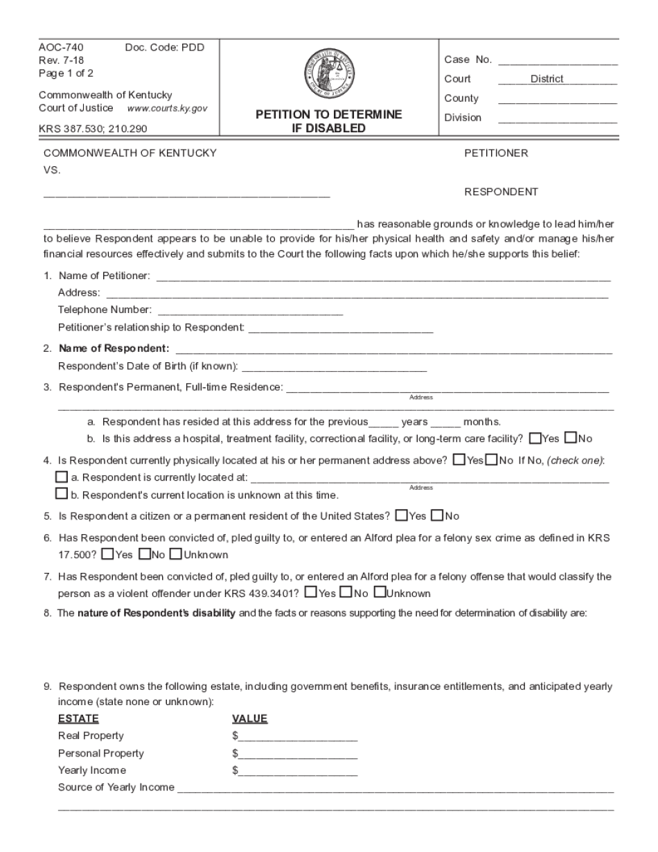 COMMONWEALTH of KENTUCKYPETITIONER  Form