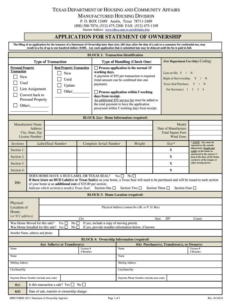  Mhd Form 1023 2018-2024