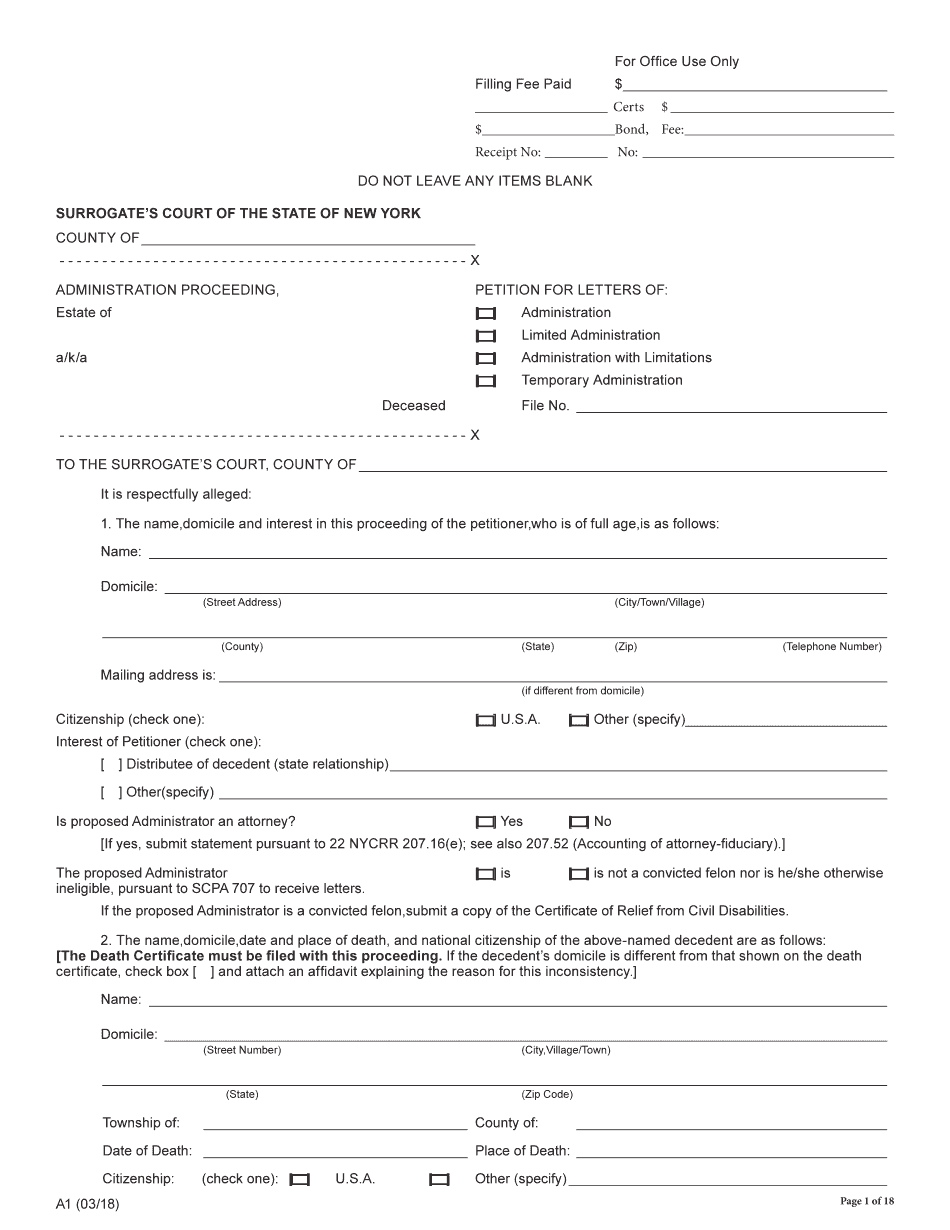 Letters Administration  Form