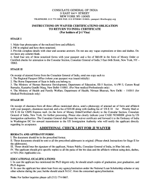 J1 Waiver Indian Embassy New York  Form