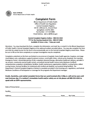 Idph Complaint Form