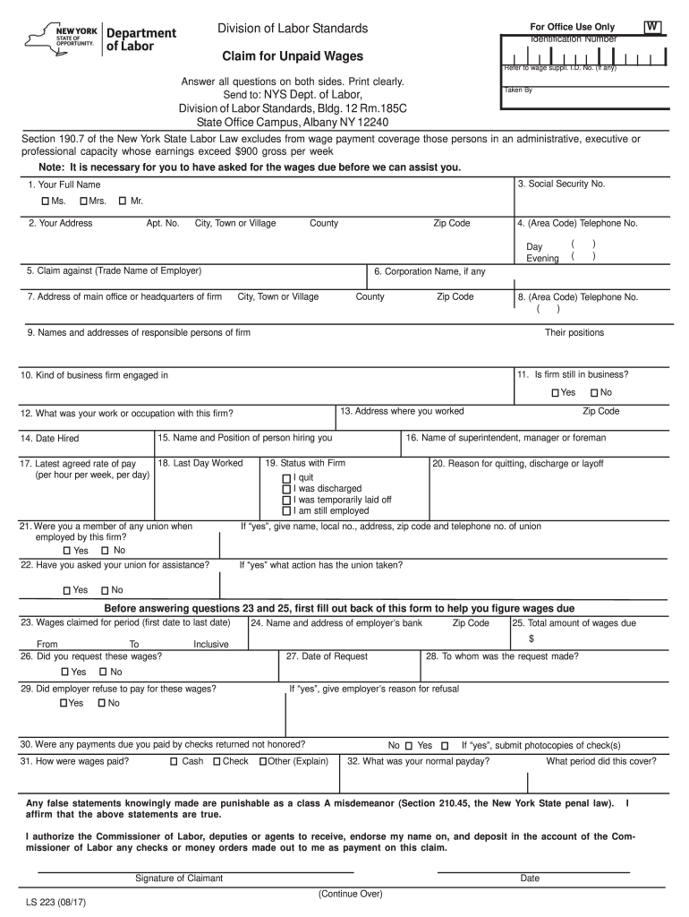  Ls223 Form 2017-2024