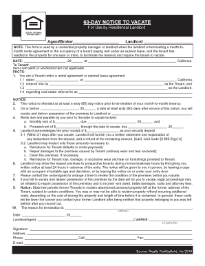 Get and Sign NOTE This Form is Used by a Residential Property Manager or Landlord When the Landlord is Terminating a Month Tomonth Rental Agr 2016-2022