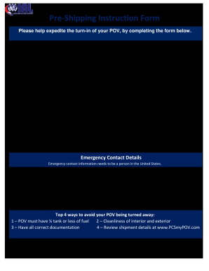  Pre Shipping Instruction Form 2018-2024