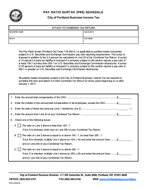 PAY RATIO SURTAX PRS SCHEDULE City of Portland Business  Form