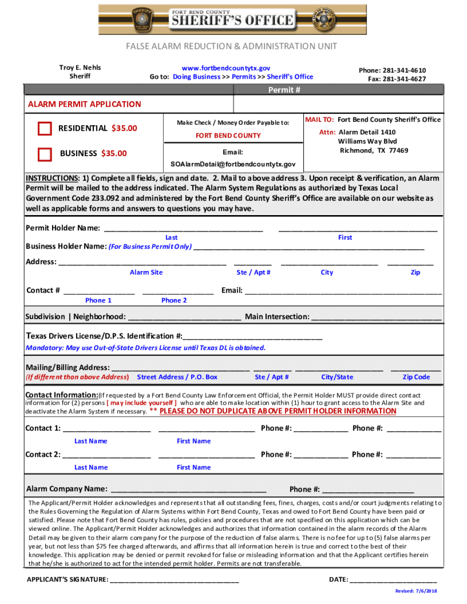  FALSE ALARM REDUCTION & ADMINISTRATION UNIT 2018