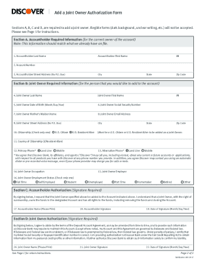 Discover Bank Add Joint Account Holder  Form