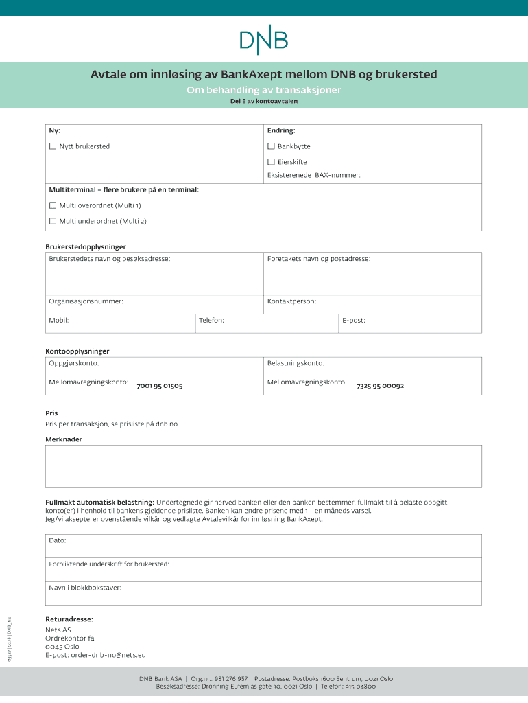  Avtale Om Innlsing Av BankAxept Mellom DNB Og Brukersted 2019
