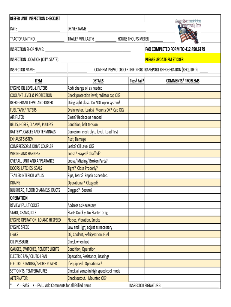 Printable Trailer Inspection Form Template