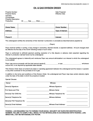  Division Orders Oil Forms 2017-2024