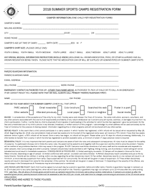 Sports Camp Registration Form Fill Out And Sign Printable Pdf Template Signnow