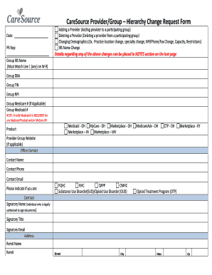 Caresource Hierarchy Form