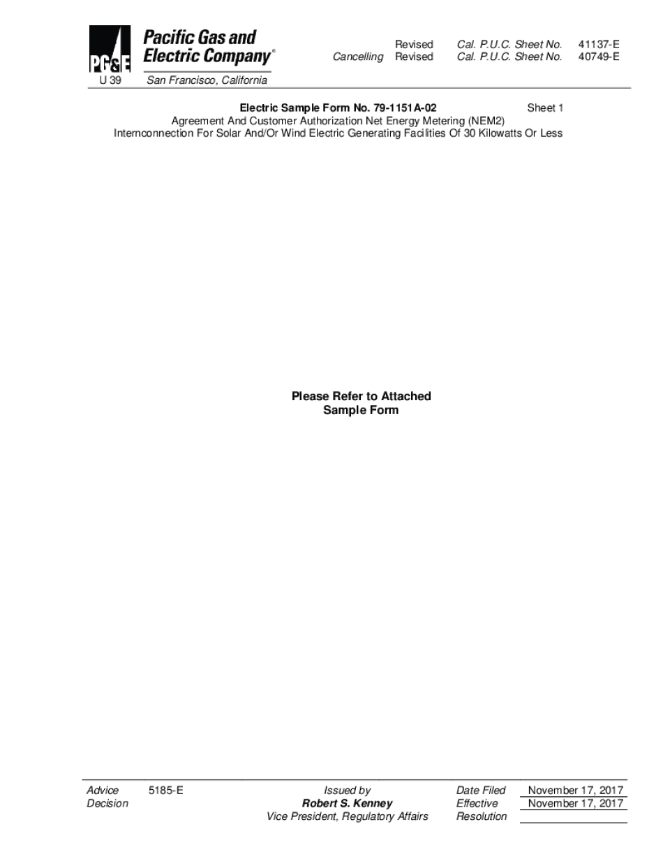  U 39 San Francisco, California Revised Cal P U C Sheet No 42929 2017-2024