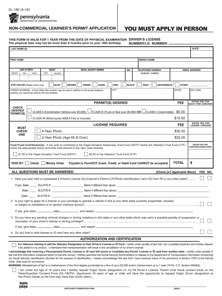  Form Dl 180 2018-2024