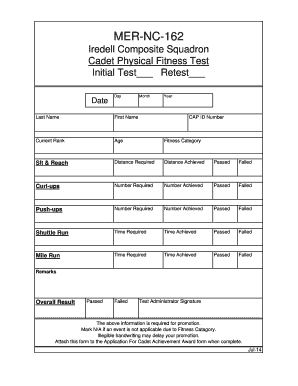 Physical Test Form