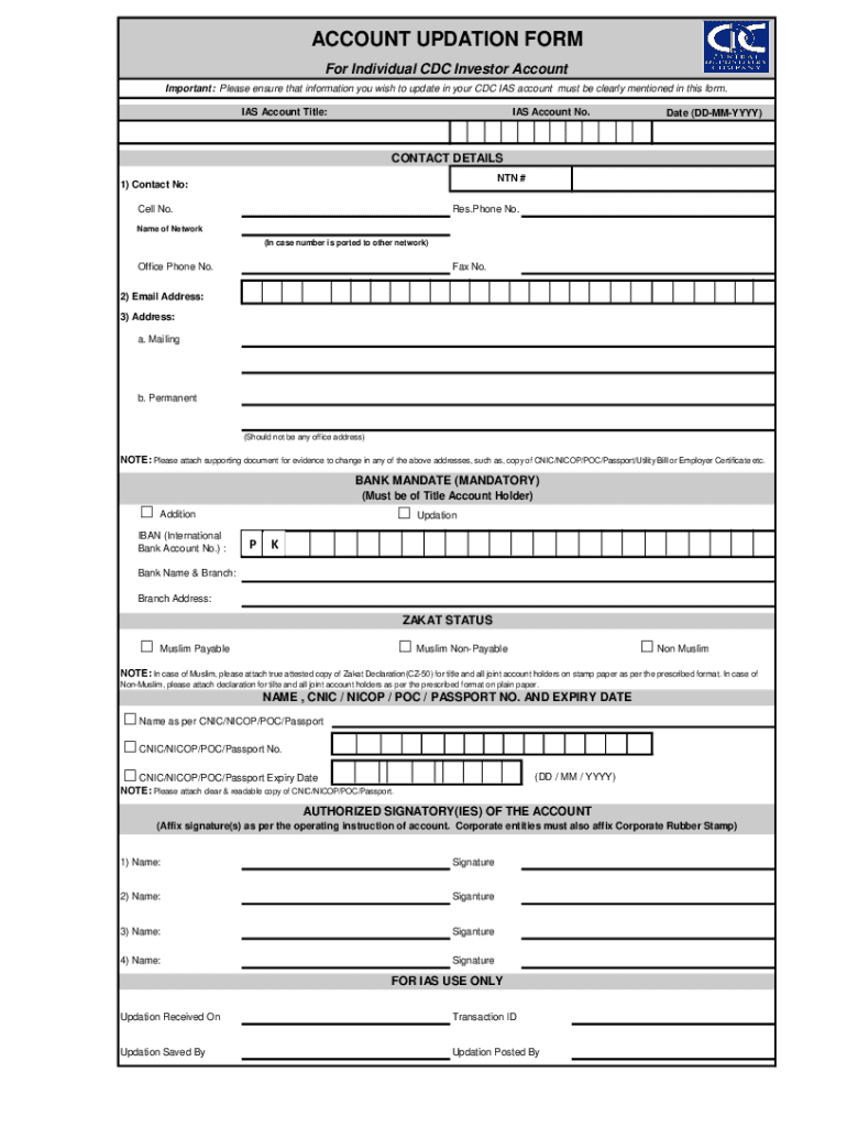 Account Updation Form