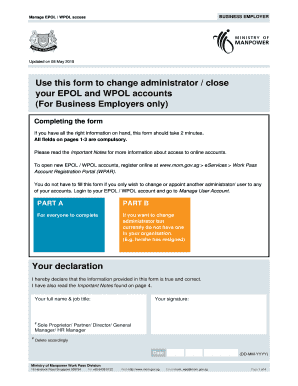 Use This Form to Change Administrator Close Your EPOL and WPOL