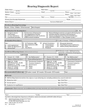 Hearing Diagnostic Report  Form