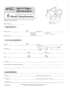 6 Month Asq Score Sheet  Form