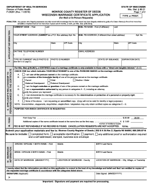 Get and Sign Marriage License Wisconsin 2016-2022 Form